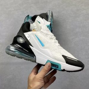 Premium urban air cushion athletic sneakers in white and black colorway