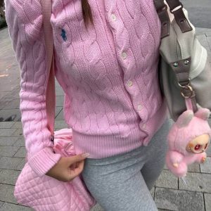 Premium Wool Cashmere Cable Knit Cardigan Old Money Aesthetic from Hype Outfit Shop