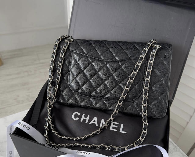 Classic CF Caviar quilted flap crossbody bag 25cm with elegant chain strap from Hype Outfit Shop
