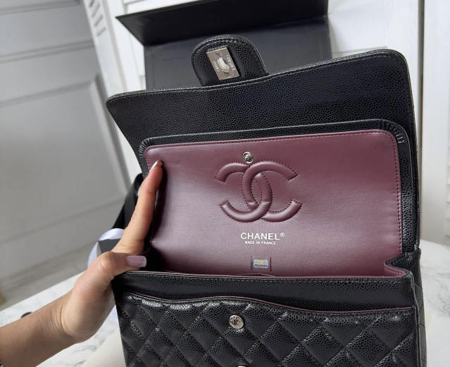 Classic CF Caviar quilted flap crossbody bag 25cm with elegant chain strap from Hype Outfit Shop