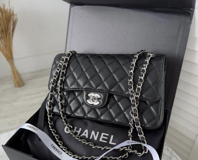 Classic CF Caviar quilted flap crossbody bag 25cm with elegant chain strap from Hype Outfit Shop