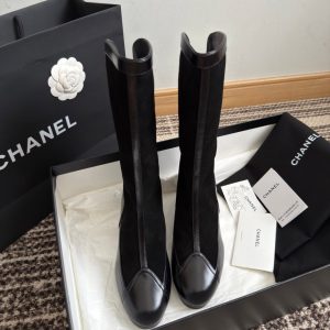 Premium black suede leather boots with block heel from Hype Outfit Shop