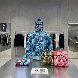 Shark Camouflage Full-Zip Knit Hoodie — Y2K Streetwear Camo Cardigan